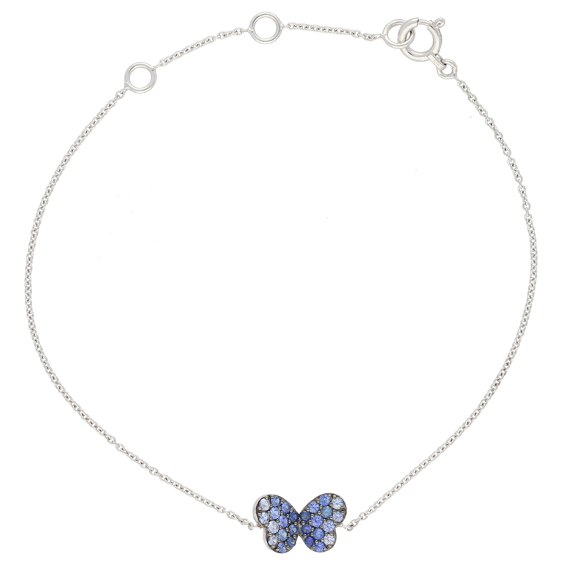 Bracciale con farfalla in oro bianco e zaffiri blu