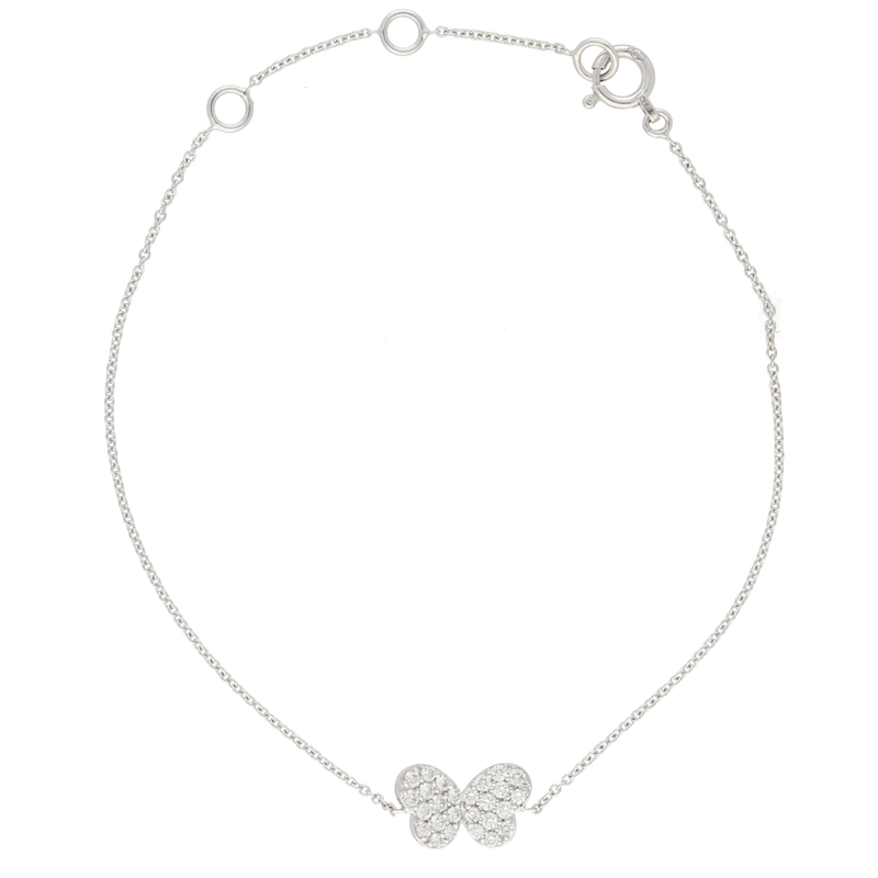 Bracciale con farfalla in oro bianco e diamanti