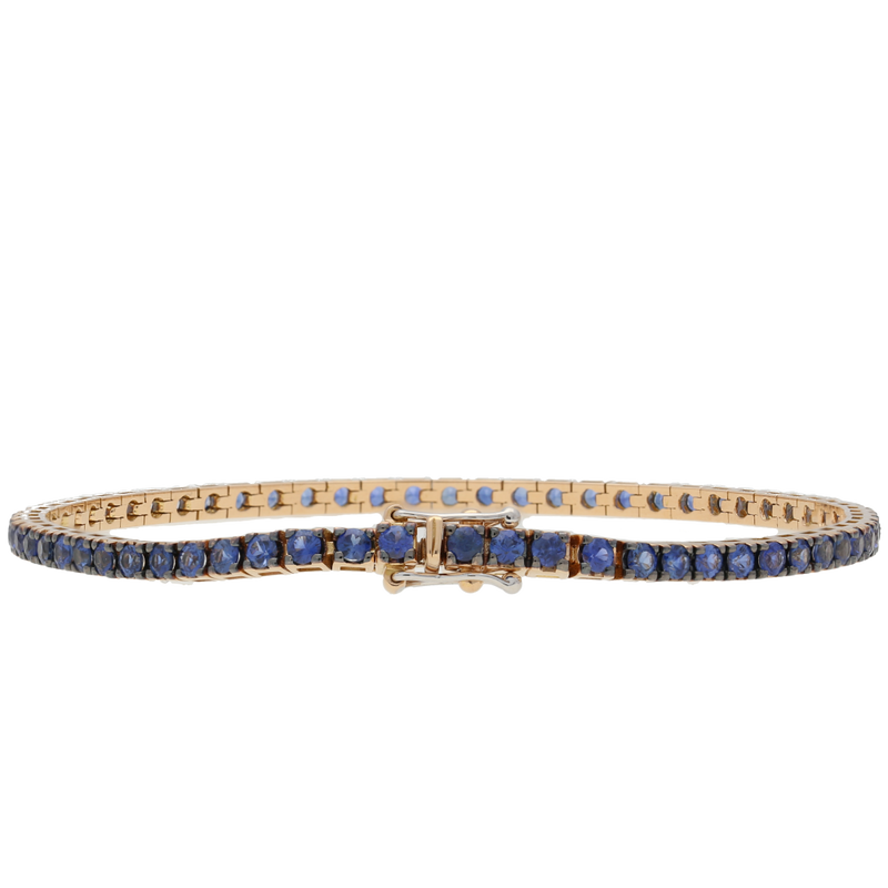 Bracciale tennis in oro rosa e zaffiri blu ct. 4,45