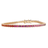 Bracciale tennis in oro rosa e zaffiri multicolore ct. 4,75