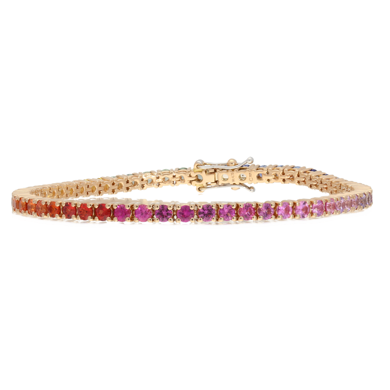 Bracciale tennis in oro rosa e zaffiri multicolore ct. 4,75