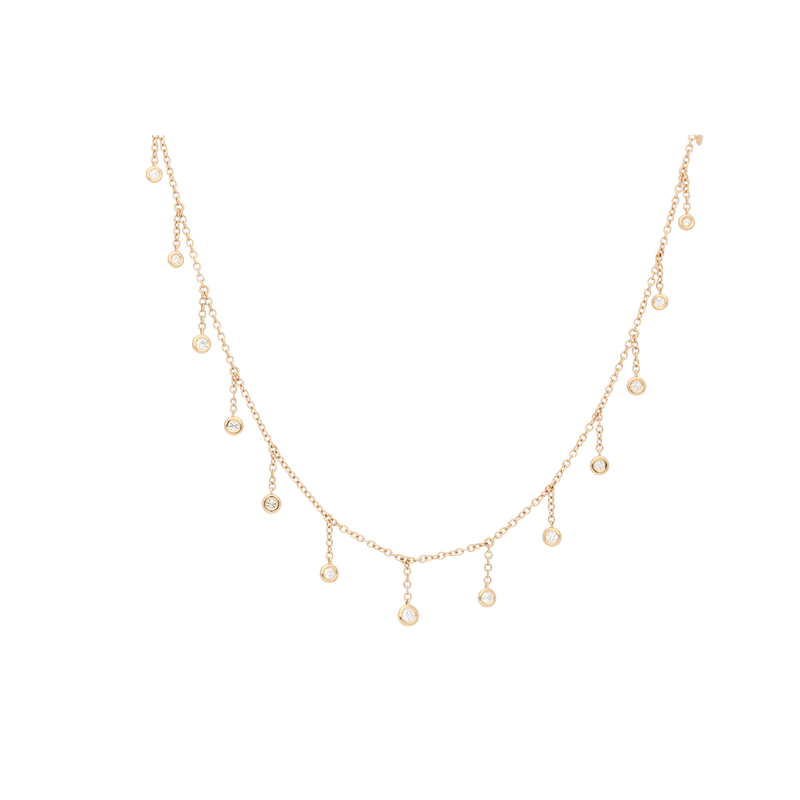 Girocollo lungo oro rosa con diamanti pendenti