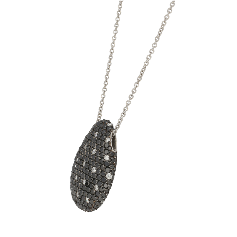 PENDENTE A GOCCIA PAVè DI DIAMANTI NERI CT.6,04 E BIANCHI CT.0,73