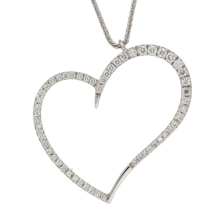 Pendente a cuore in oro bianco e diamanti ct.0,87
