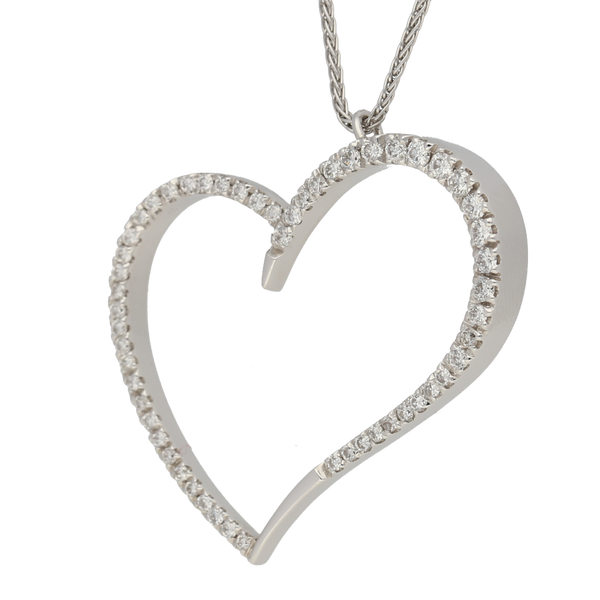 Pendente a cuore in oro bianco e diamanti ct.0,87