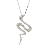 Pendente in oro bianco serpente con diamanti ct. 0,20