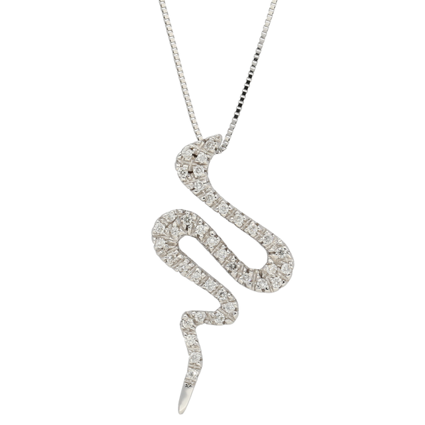 Pendente in oro bianco serpente con diamanti ct. 0,20