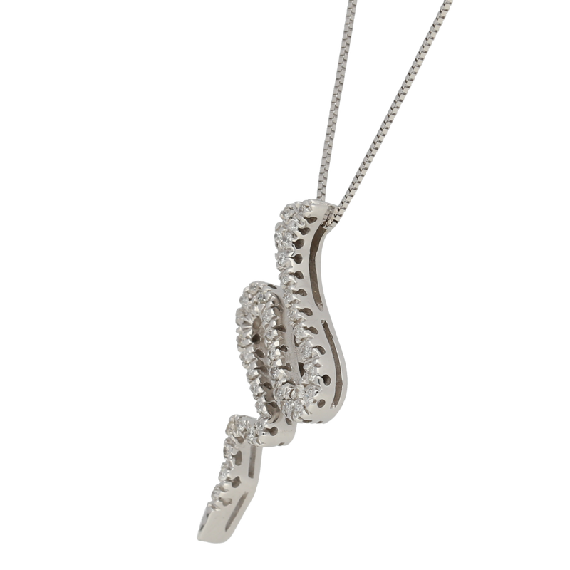 Pendente in oro bianco serpente con diamanti ct. 0,20