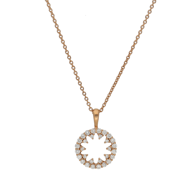 Pendente cerchio in oro rosa  con diamanti