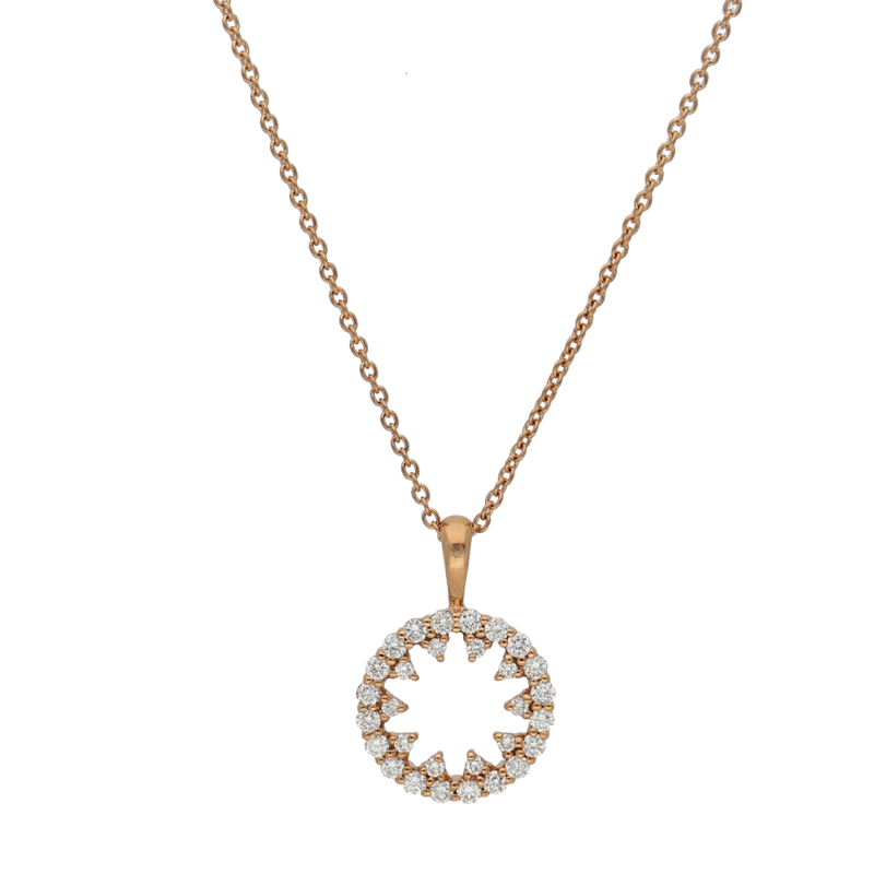 Pendente cerchio in oro rosa  con diamanti