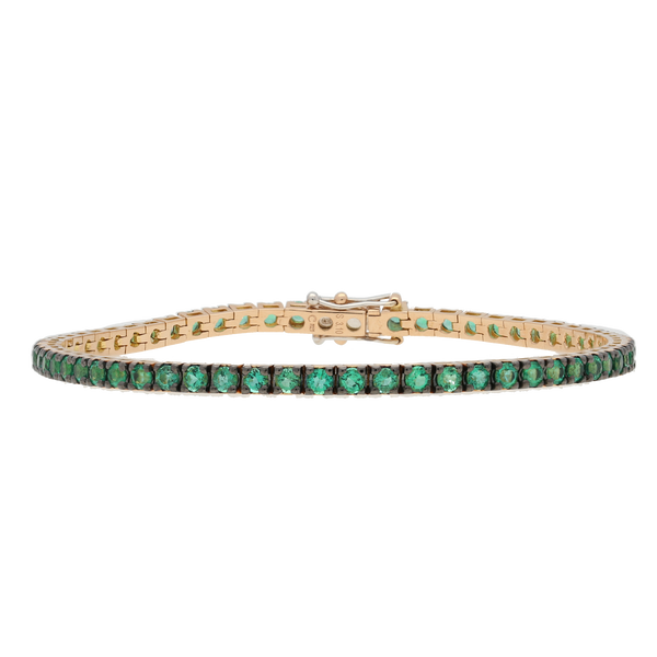 Bracciale tennis in oro rosa e smeraldi ct. 3,10