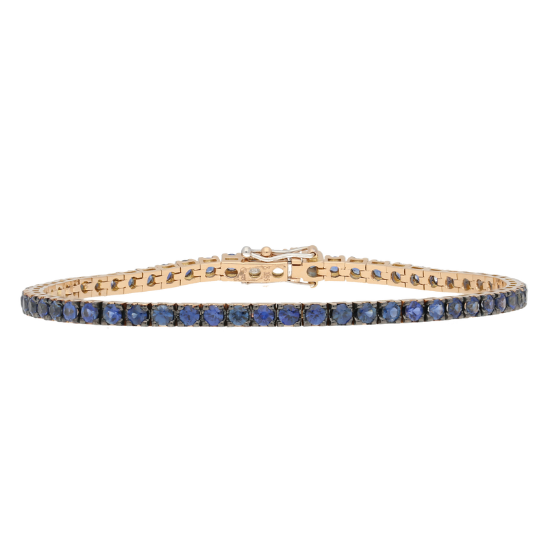 Bracciale tennis in oro rosa e zaffiri blu ct. 3,95