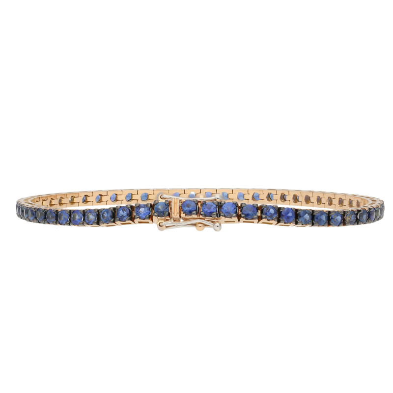 Bracciale tennis in oro rosa e zaffiri blu ct. 3,95