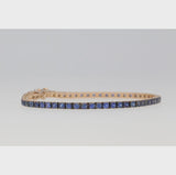 Bracciale tennis in oro rosa e zaffiri blu ct. 3,95