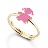 ANELLO CLASSICO BIMBA ORO GIALLO E SMALTO ROSA