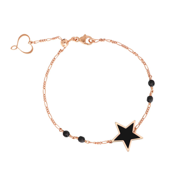 BRACCIALE STELLA SMALTO NERO A CATTEDRALE E SPINELLO