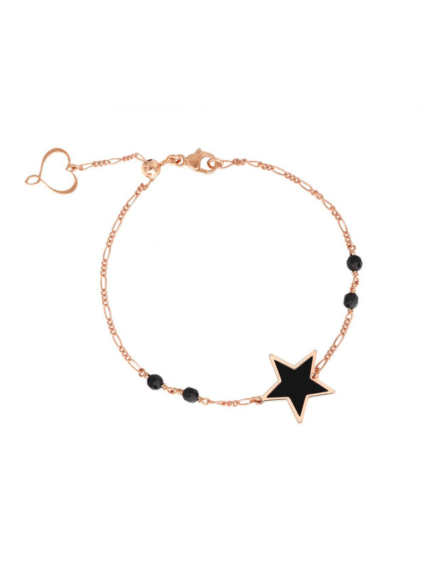 BRACCIALE STELLA SMALTO NERO A CATTEDRALE E SPINELLO