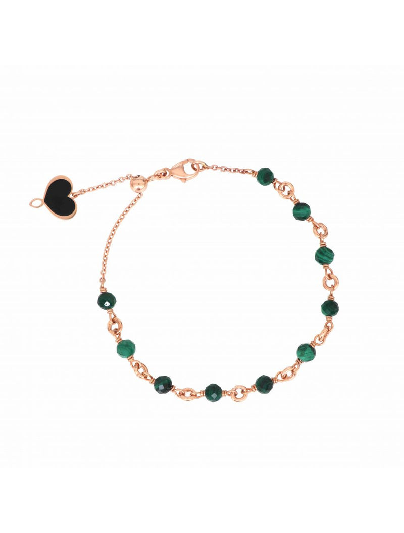 BRACCIALE CON MAGLIE E PIETRE DI MALACHITE