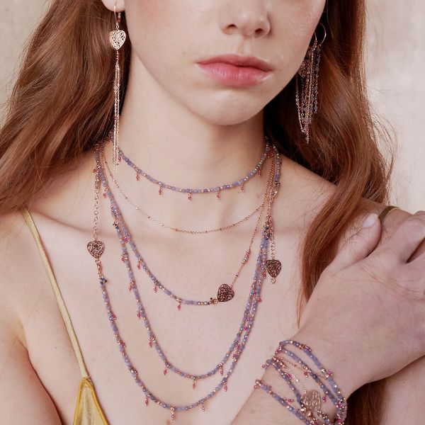 GIROCOLLO AZZURRO CON TANZANITE E RUBELLITE GHAFC
