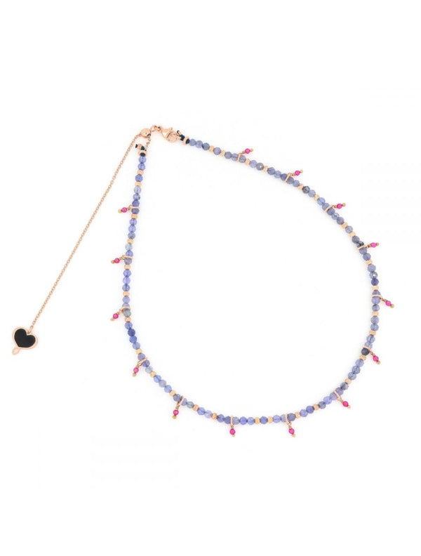 GIROCOLLO AZZURRO CON TANZANITE E RUBELLITE GHAFC