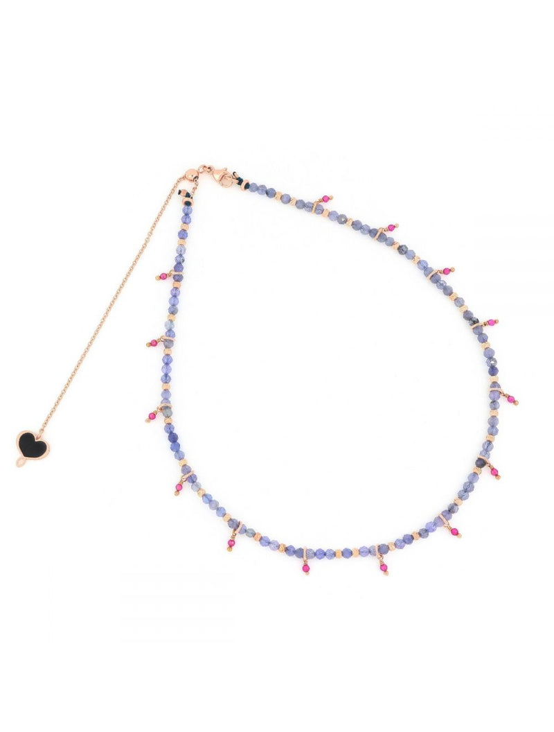 GIROCOLLO AZZURRO CON TANZANITE E RUBELLITE GHAFC