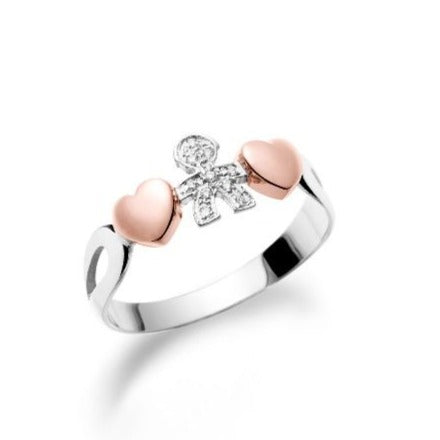 ANELLO GIROCUORE BIMBO ORO BIANCO E BRILLANTI