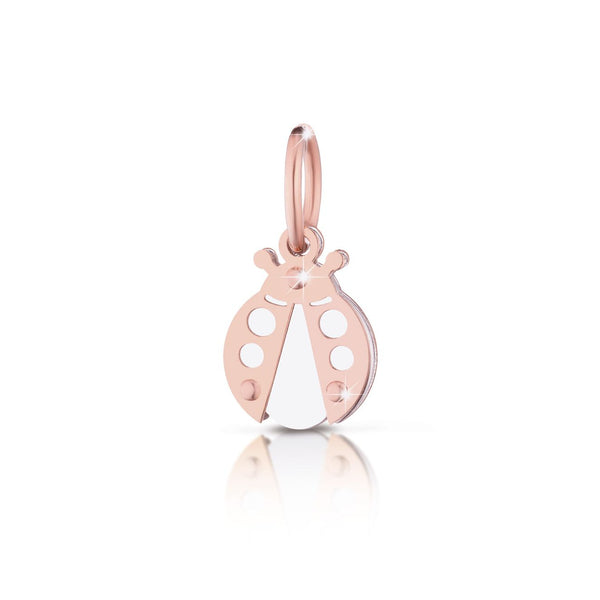 Ciondolo Lock Your Love coccinella in oro rosa e argento