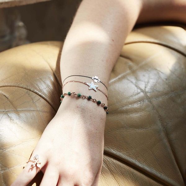 BRACCIALE CON MAGLIE E PIETRE DI MALACHITE