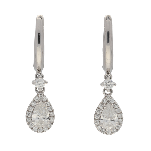 Orecchini pendenti aureola taglio tondo vera moissanite 2 ct placcati oro Orecchini pendenti aureola taglio tondo vera moissanite 2 ct placcati oro