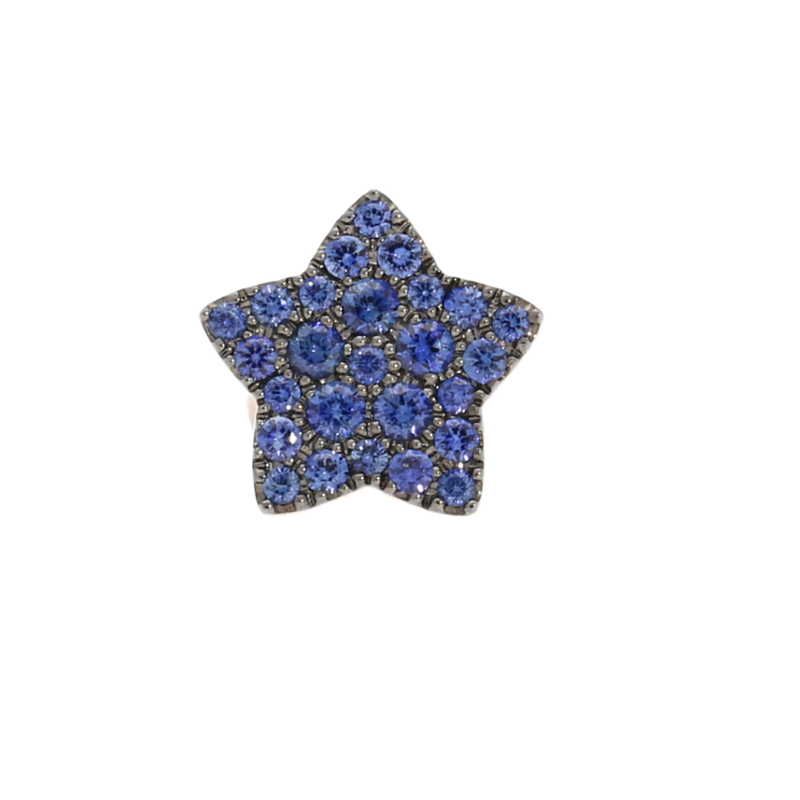 Orecchini stella oro rosa e zaffiri blu