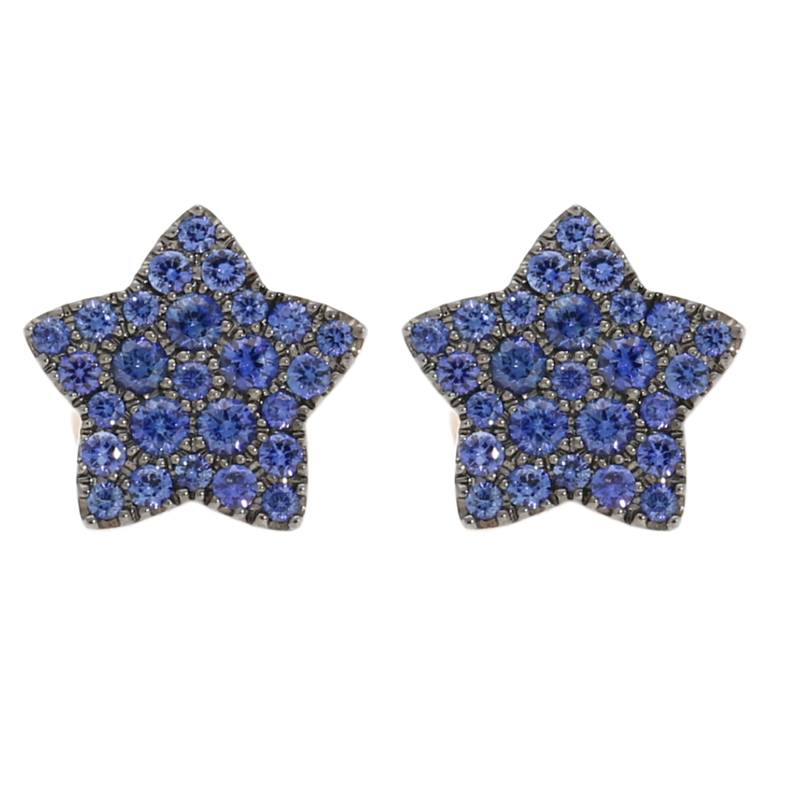 Orecchini stella oro rosa e zaffiri blu