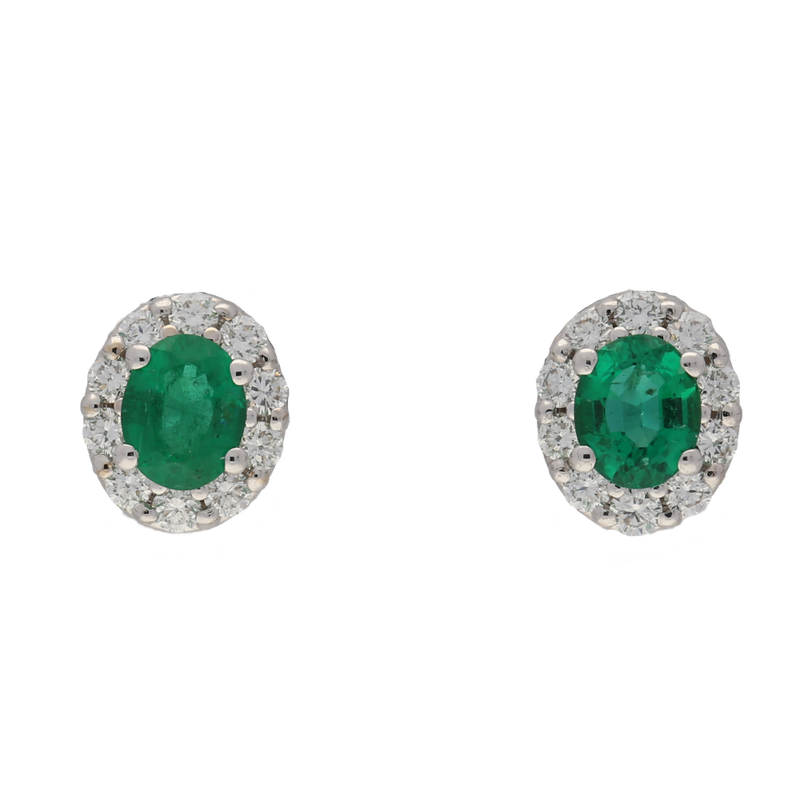 Orecchni contorno classici con smeraldi e diamanti
