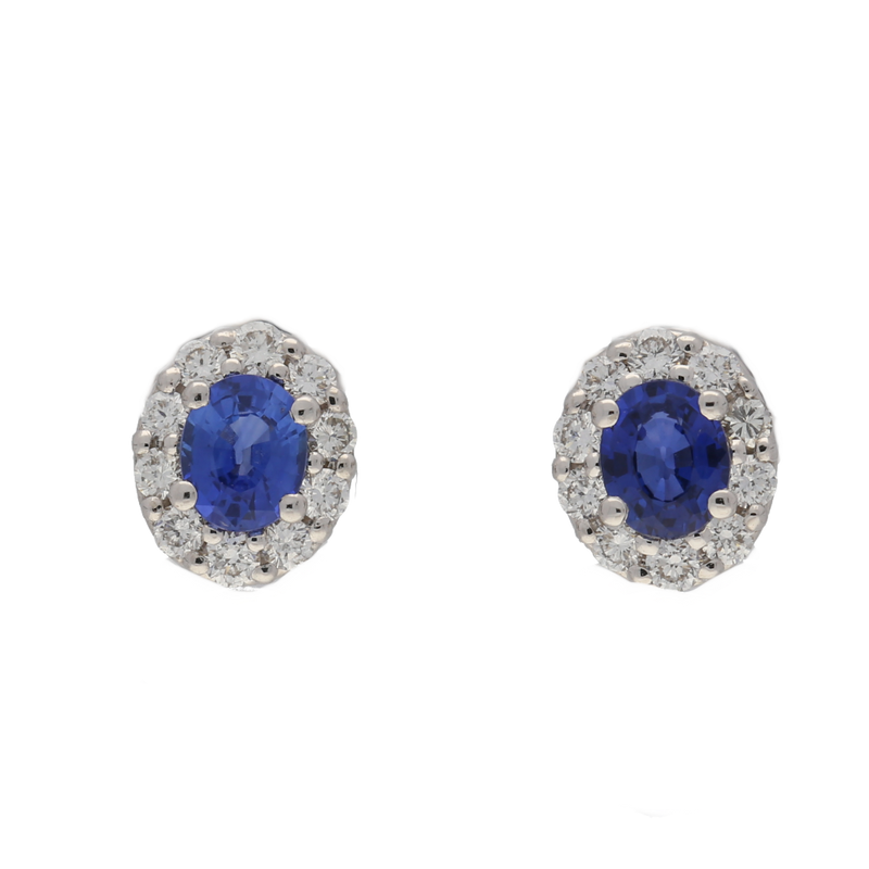 Orecchni contorno classici con zaffiri e diamanti