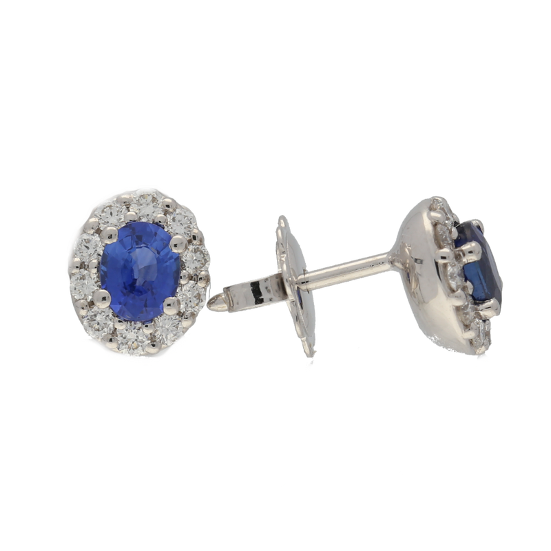 Orecchni contorno classici con zaffiri e diamanti