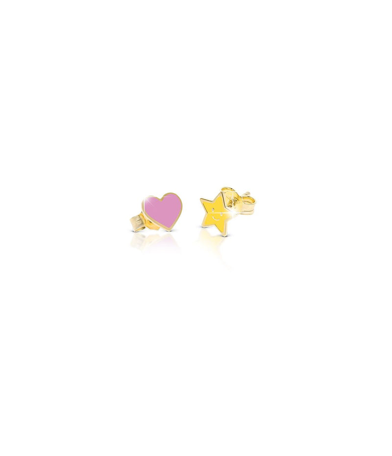 Orecchini Fortuna oro giallo stellina e cuore