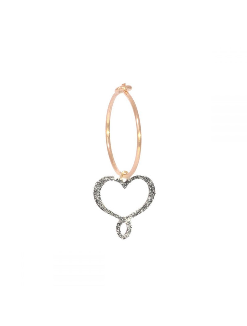 ORECCHINO 18KT CUORE MAMAN POLVERE DIAMANTI CROMO ORPOW9MK