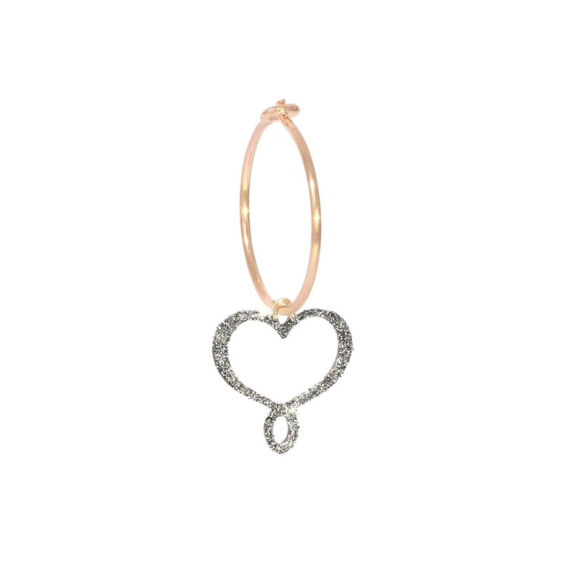 ORECCHINO 18KT CUORE MAMAN POLVERE DIAMANTI CROMO ORPOW9MK