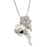 Pendente fiori fantasia in oro bianco e diamanti ct. 0,56