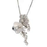 Pendente fiori fantasia in oro bianco e diamanti ct. 0,56