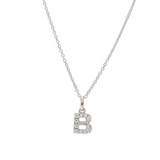 Pendente iniziale B in oro bianco e diamanti