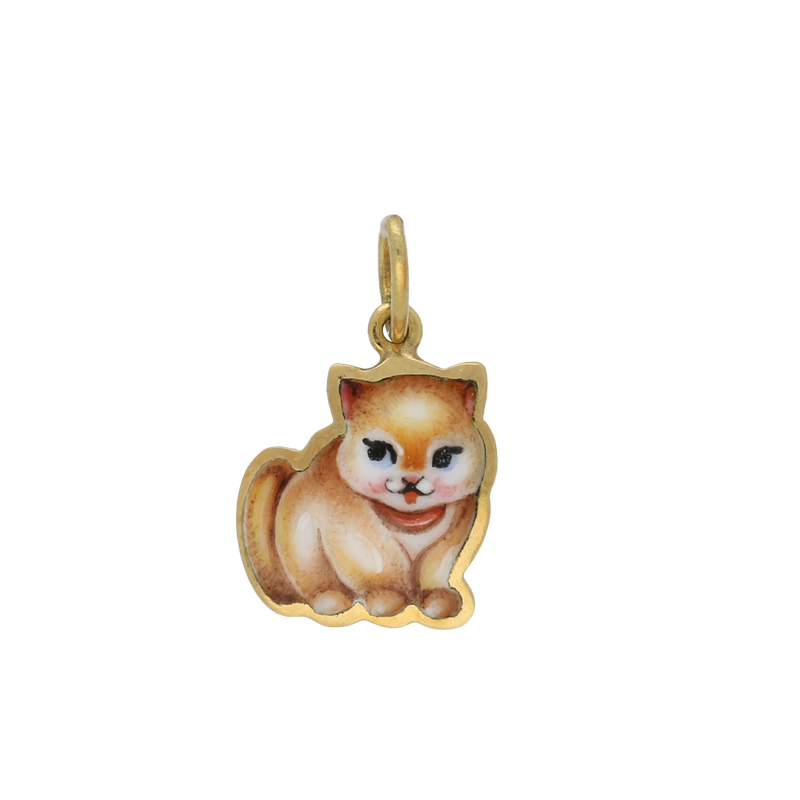 Pendente in oro miniato gatto marroncino