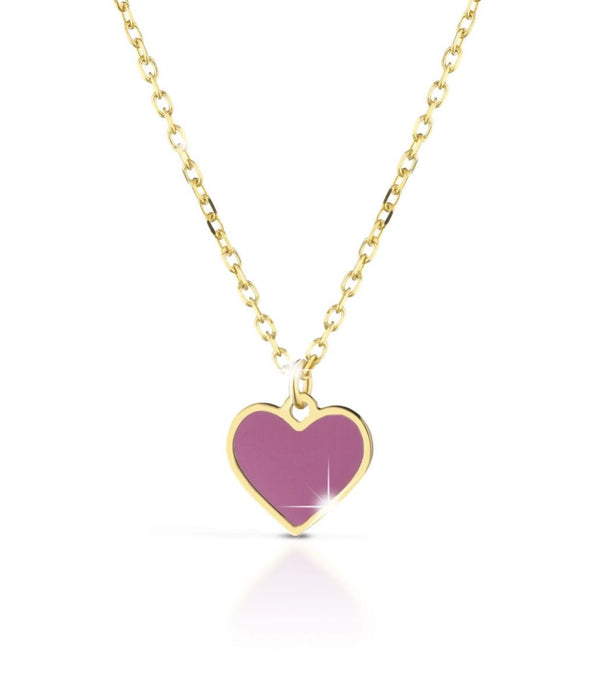 Collana in oro giallo con cuore smaltato