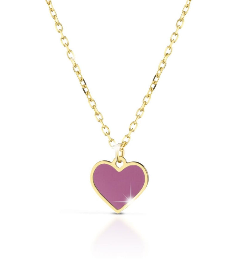 Collana in oro giallo con cuore smaltato