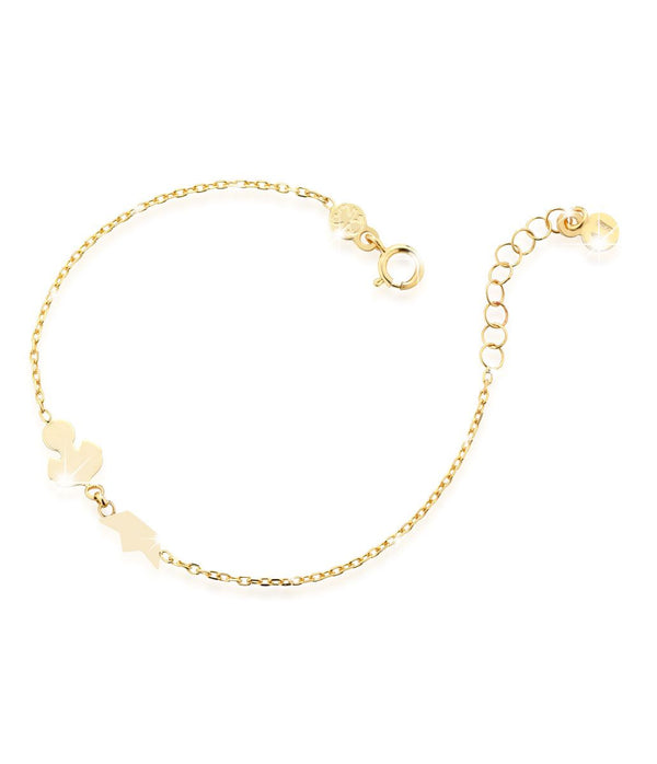 Bracciale in oro giallo con ancora e barchetta con smalto colorato